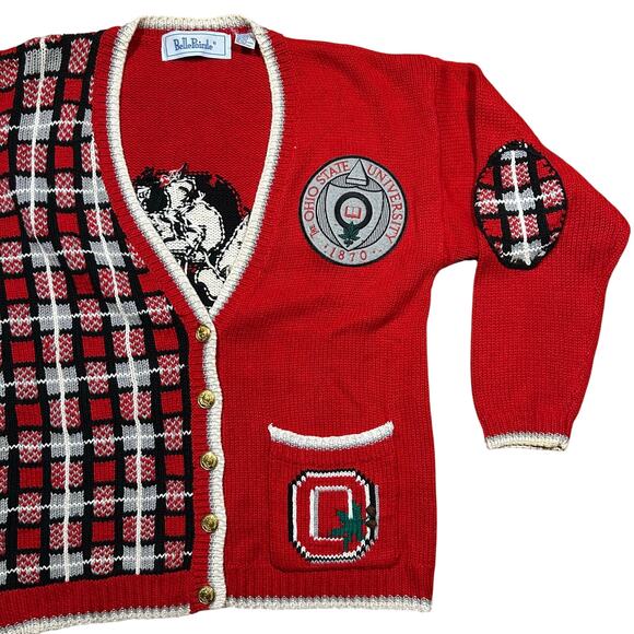 Vintage Belle Pointe Ohio State Buckeyes OSU Cardigan Sweater Medium - Picture 2 of 5